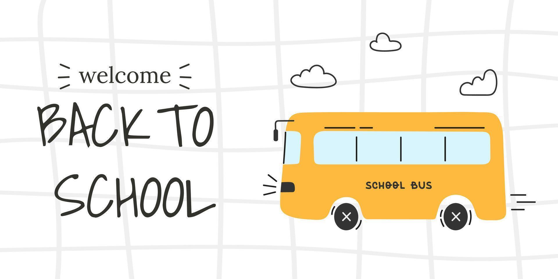 Welcome Back to school horizontal banner vector
