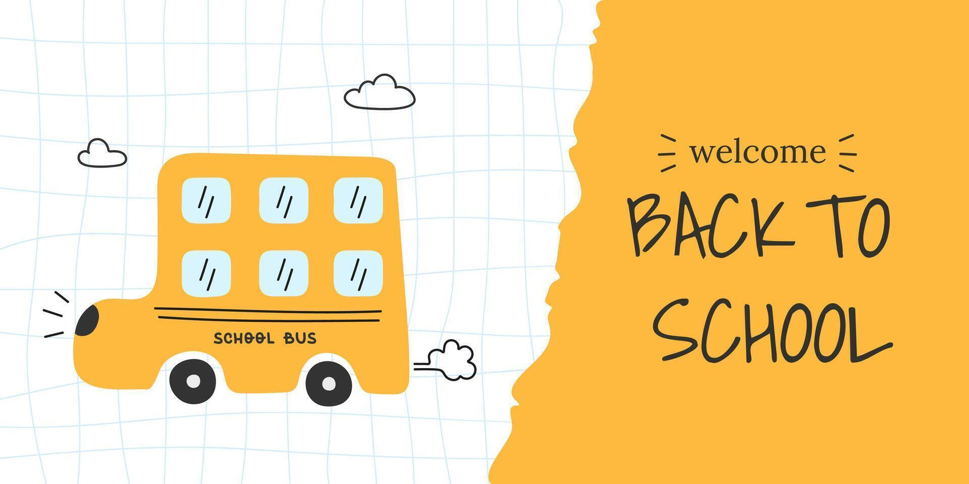 Welcome Back to school banner with school bus vector
