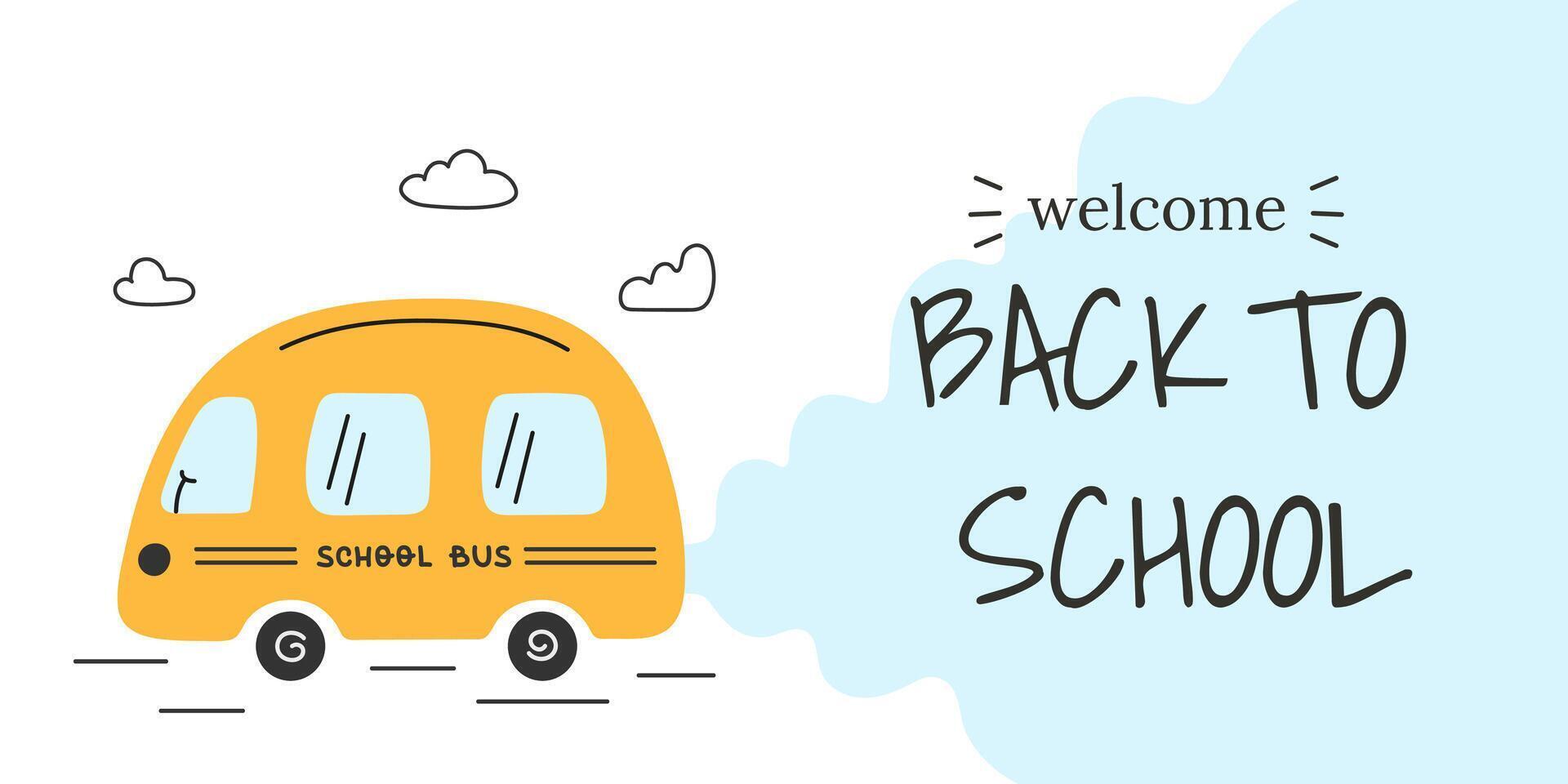Welcome Back to school banner with school bus vector