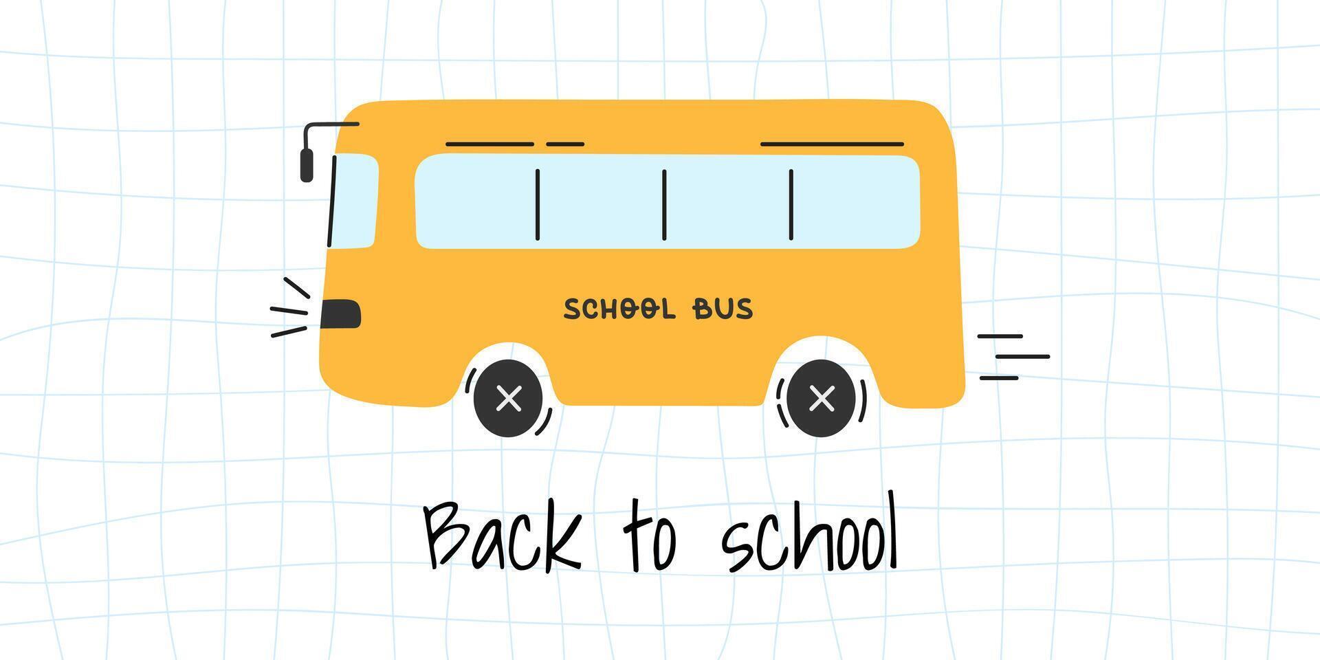 Back to school banner with funny yellow school bus vector