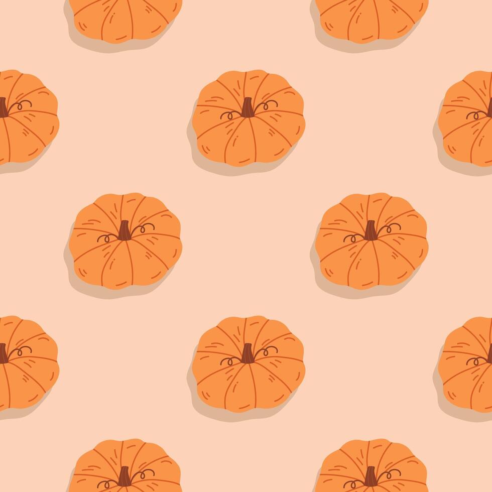 Trendy pattern with orange pumpkin vector