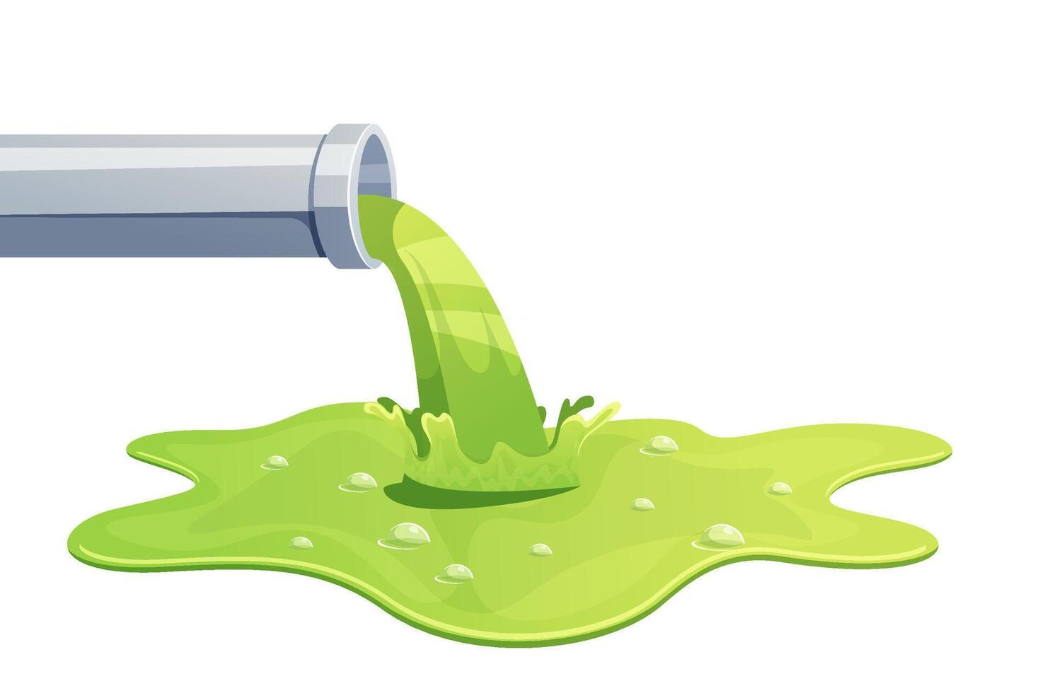 Waste disposal pipe. Chemical waste.Pollution of nature and ecology. vector