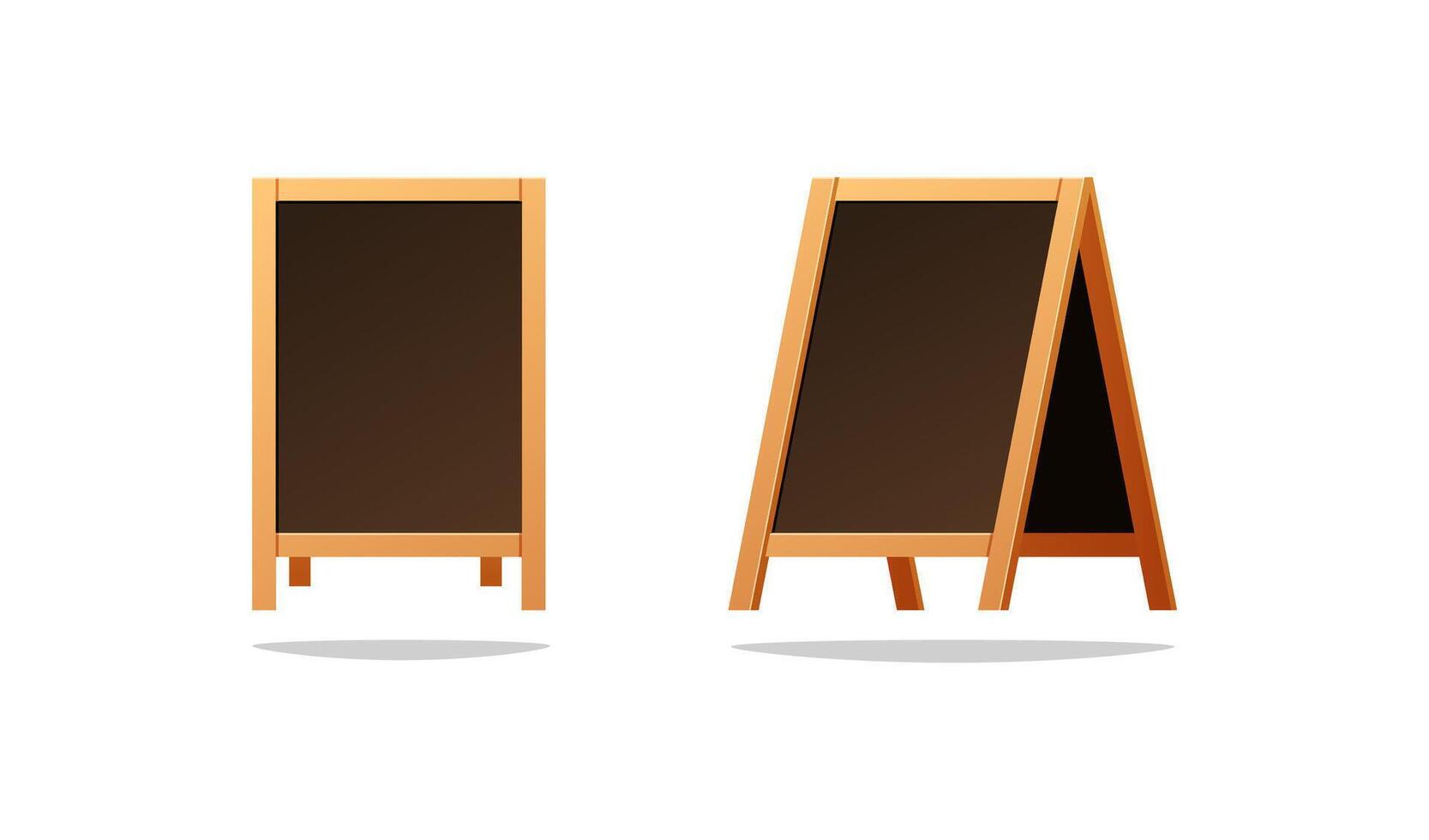 Blank black sandwich board, chalkboard isolated on white background. vector