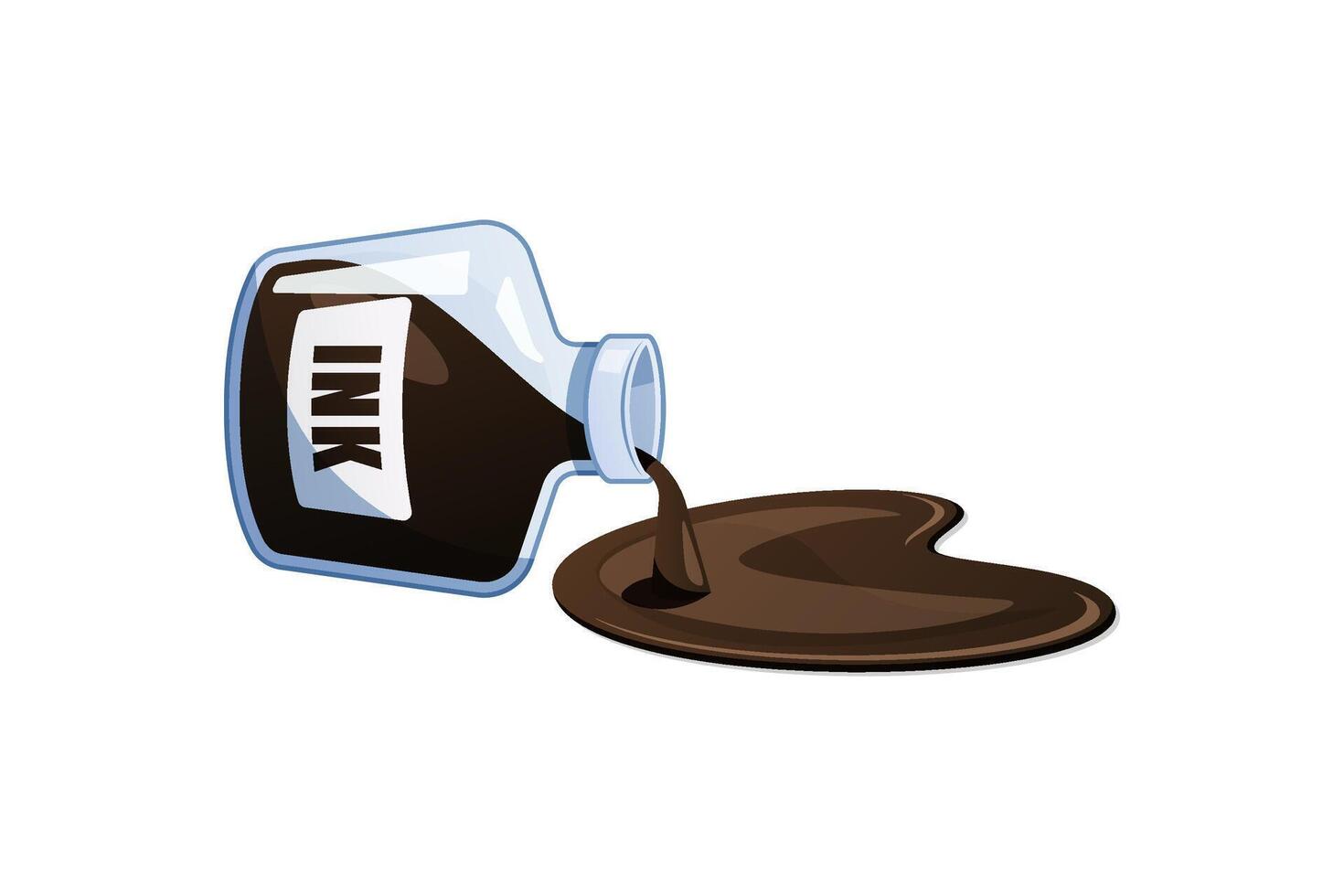 Spilled ink bottle isolated on white background. vector