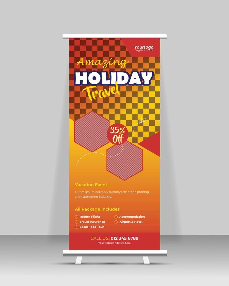 Travel Roll Up Banner Template vector