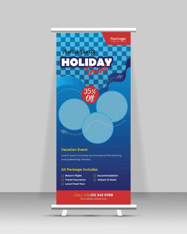 Travel Roll Up Banner Template vector