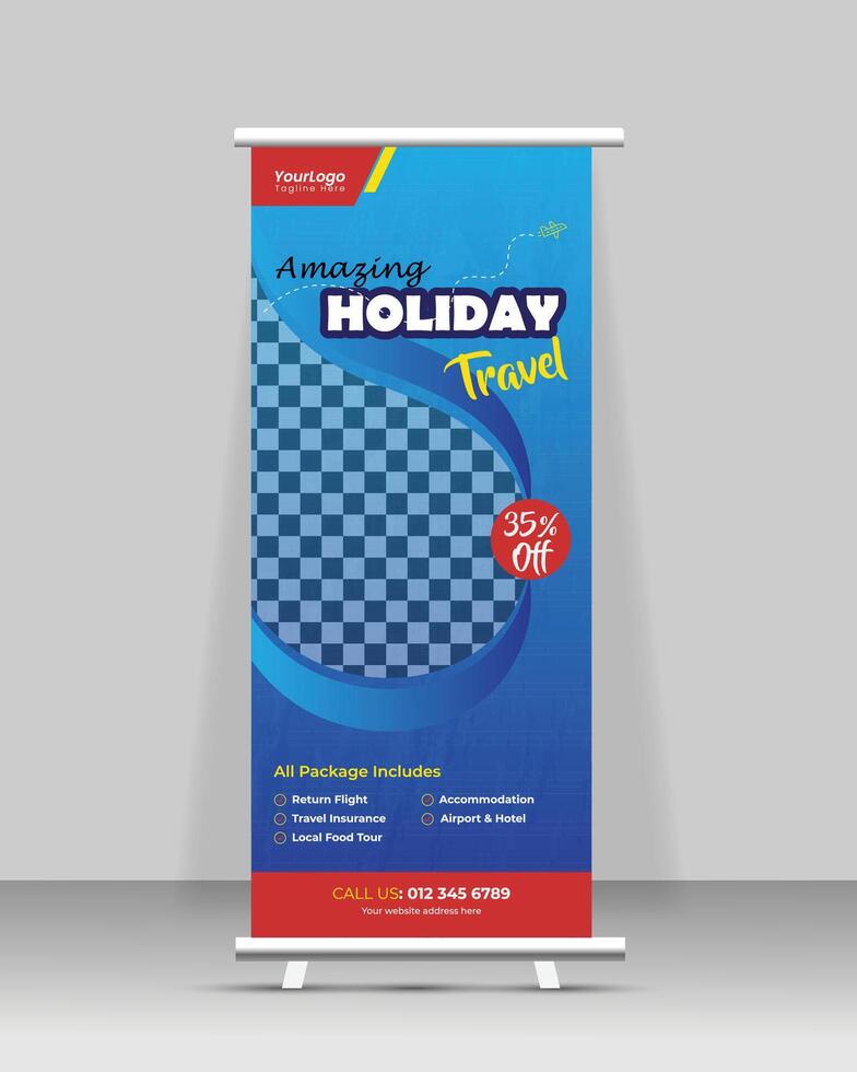 Travel Roll Up Banner Template vector