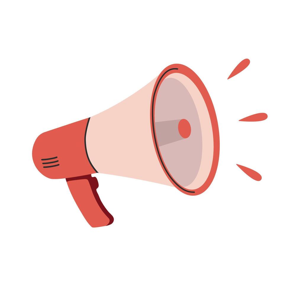 Loudspeaker, megaphone, bullhorn icon. Simple megaphone speaker in flat design, isolated illustration vector
