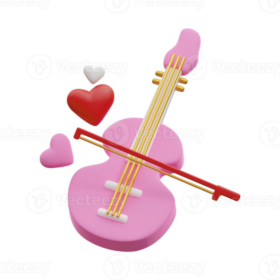 3d illustration of pink cello, valentines day music abstract png