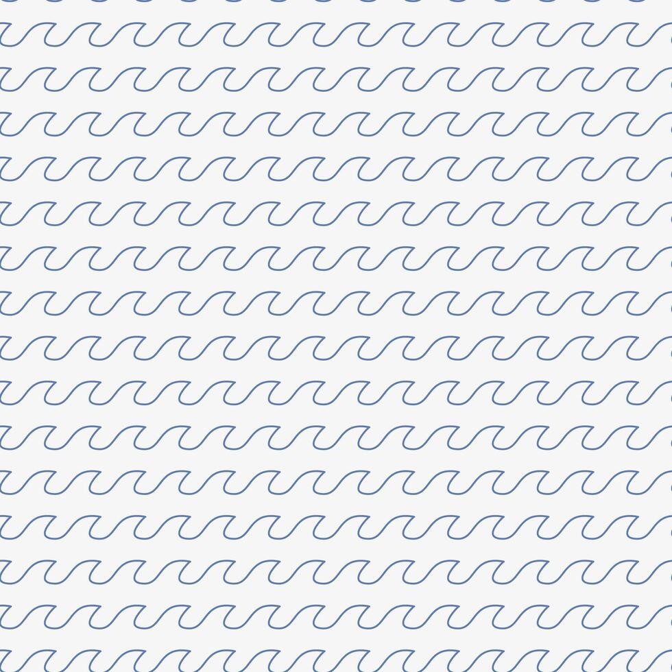 Water waves thin line seamless pattern on white background vector