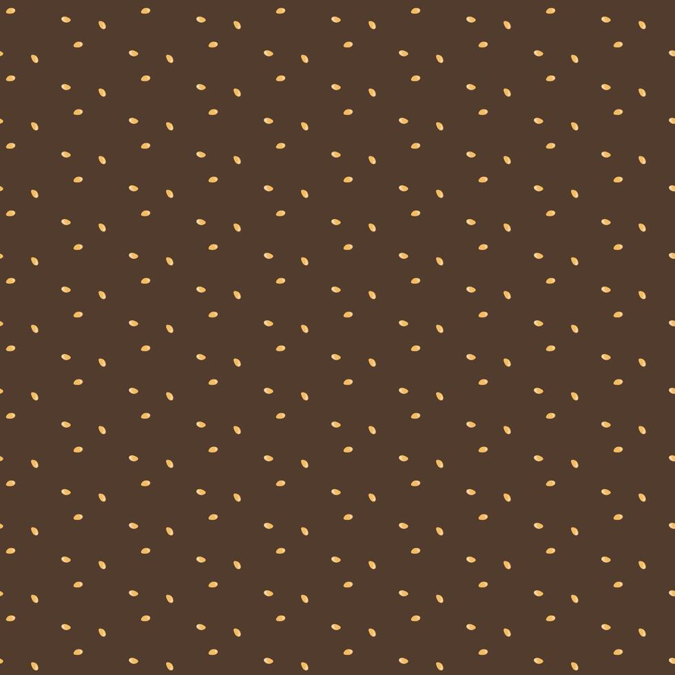 Sesame seeds seamless pattern. Pile of white sesame print. Bread crust. Print on brown background. vector