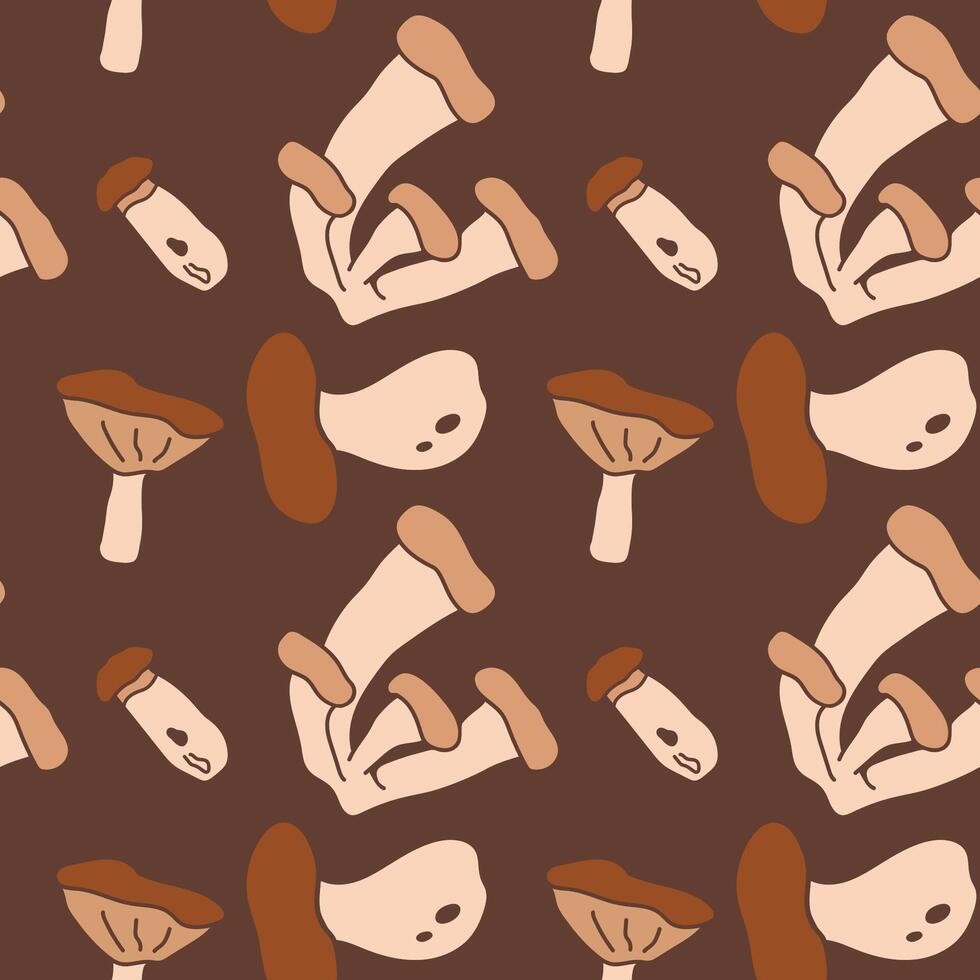 Autumn seamless pattern with mushrooms. Cartoon print. illustration vector