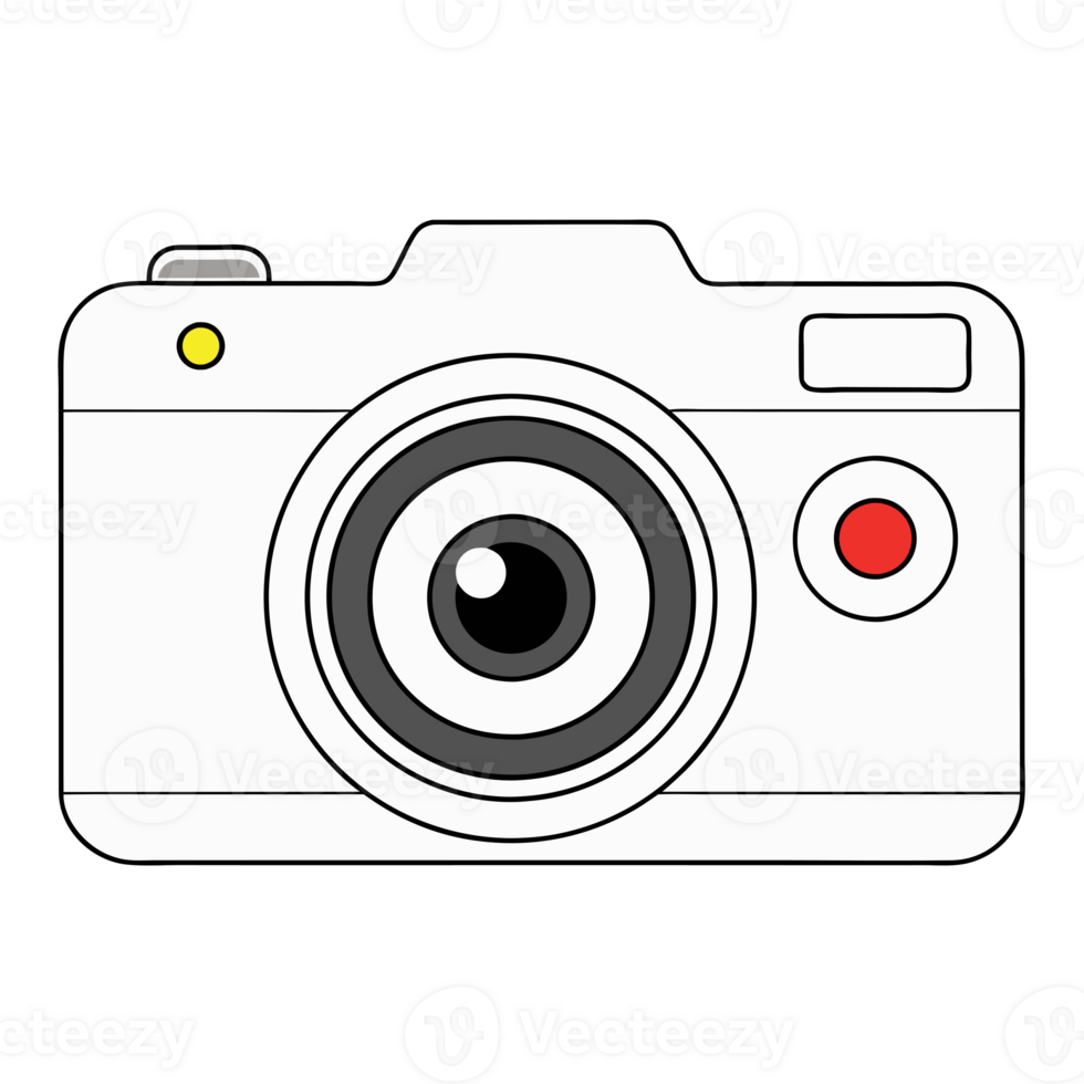 A graphic of a white camera showcases a simplistic and modern design png