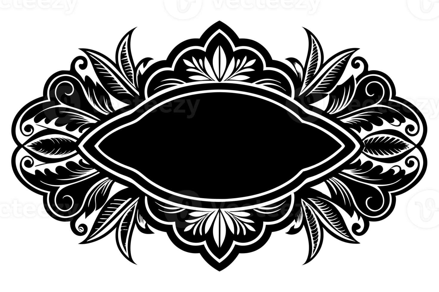 A decorative, ornate frame with intricate floral and leaf patterns stands png
