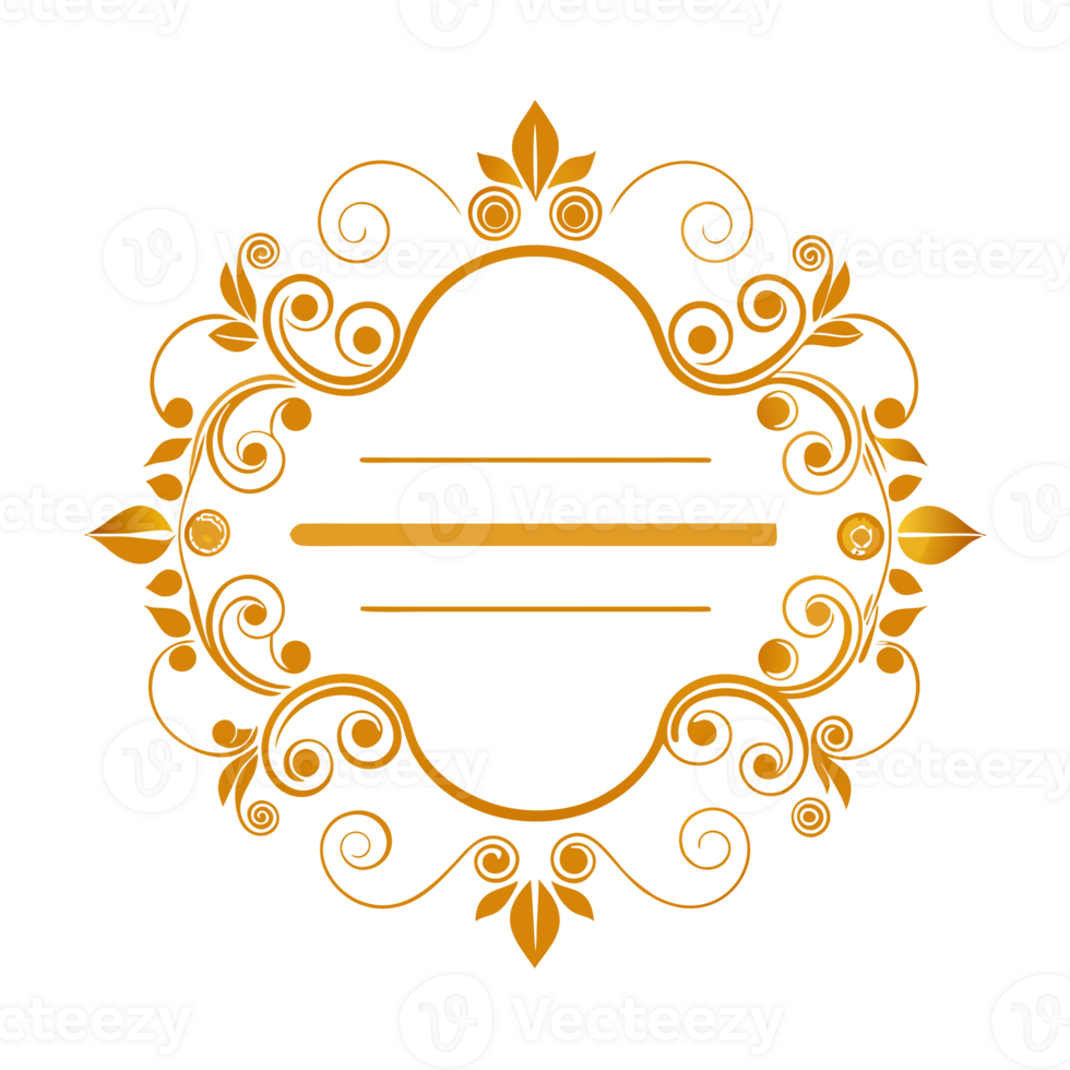 golden decorative frame with floral elements and empty lines inside png