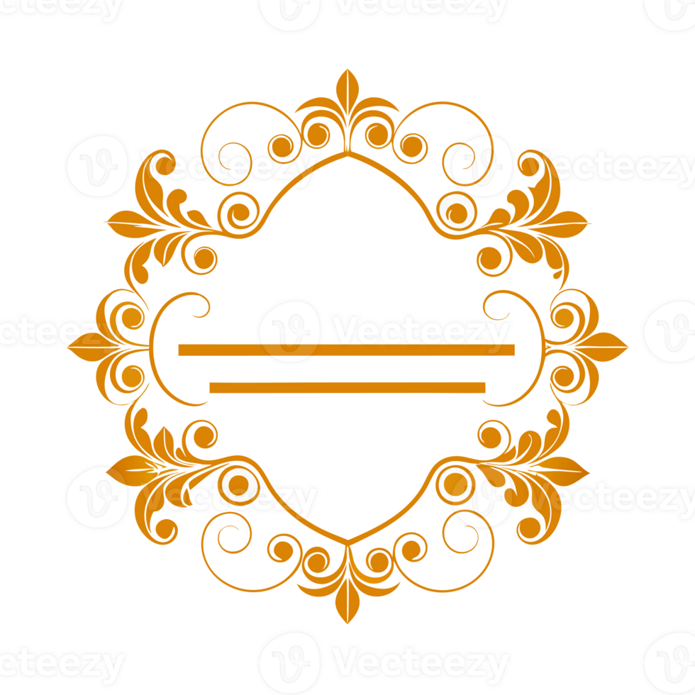 golden decorative frame with floral elements and empty lines inside png