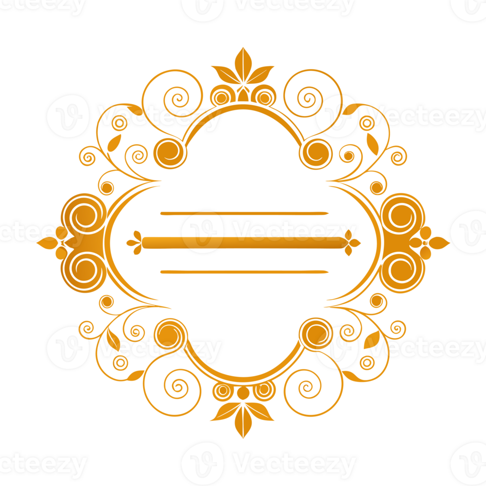 golden decorative frame with floral elements and empty lines inside png