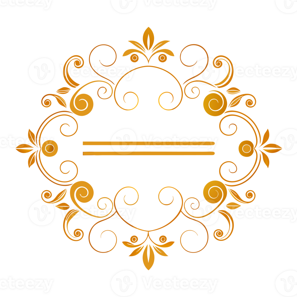 golden decorative frame with floral elements and empty lines inside png