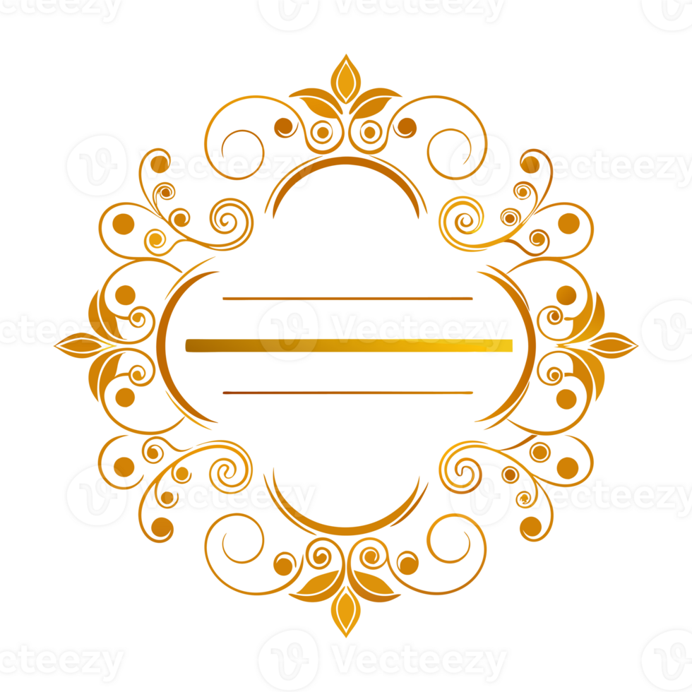 golden decorative frame with floral elements and empty lines inside png