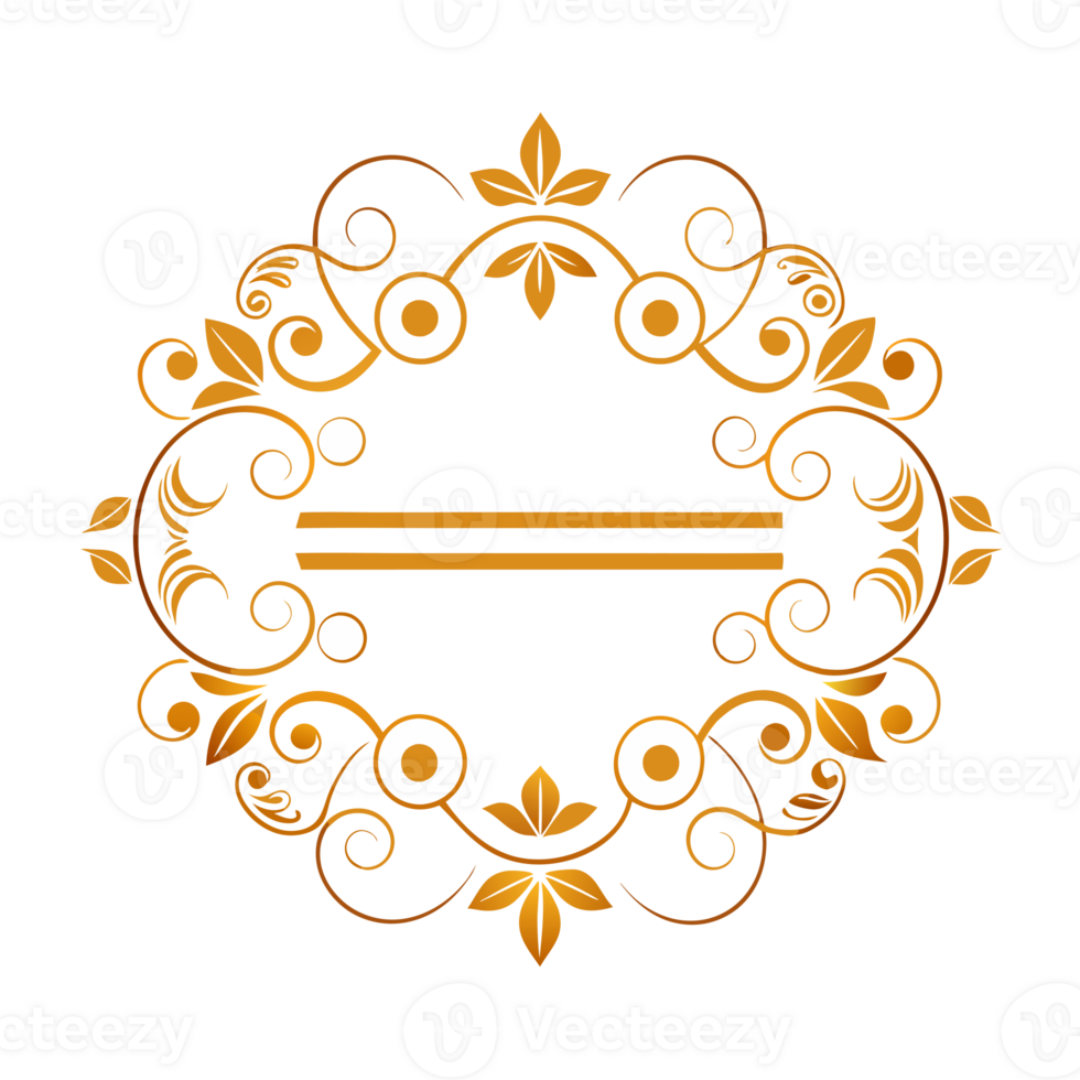 golden decorative frame with floral elements and empty lines inside png