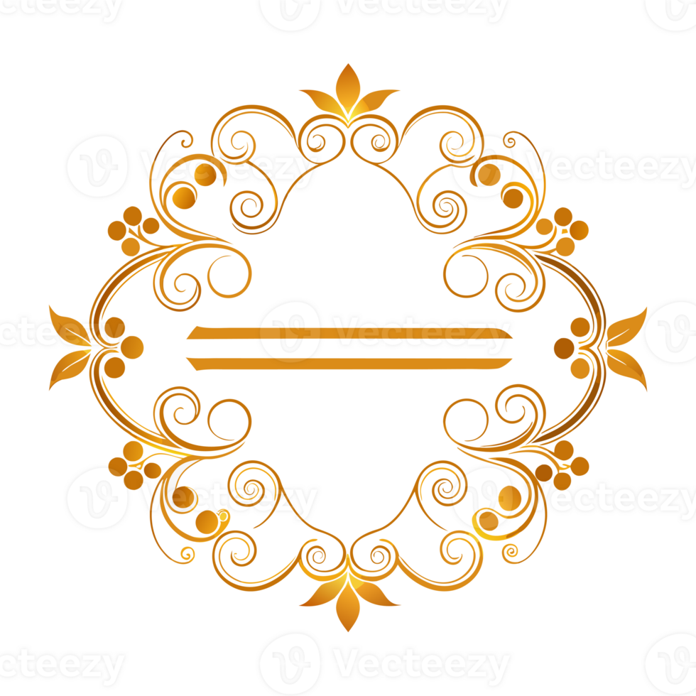 golden decorative frame with floral elements and empty lines inside png