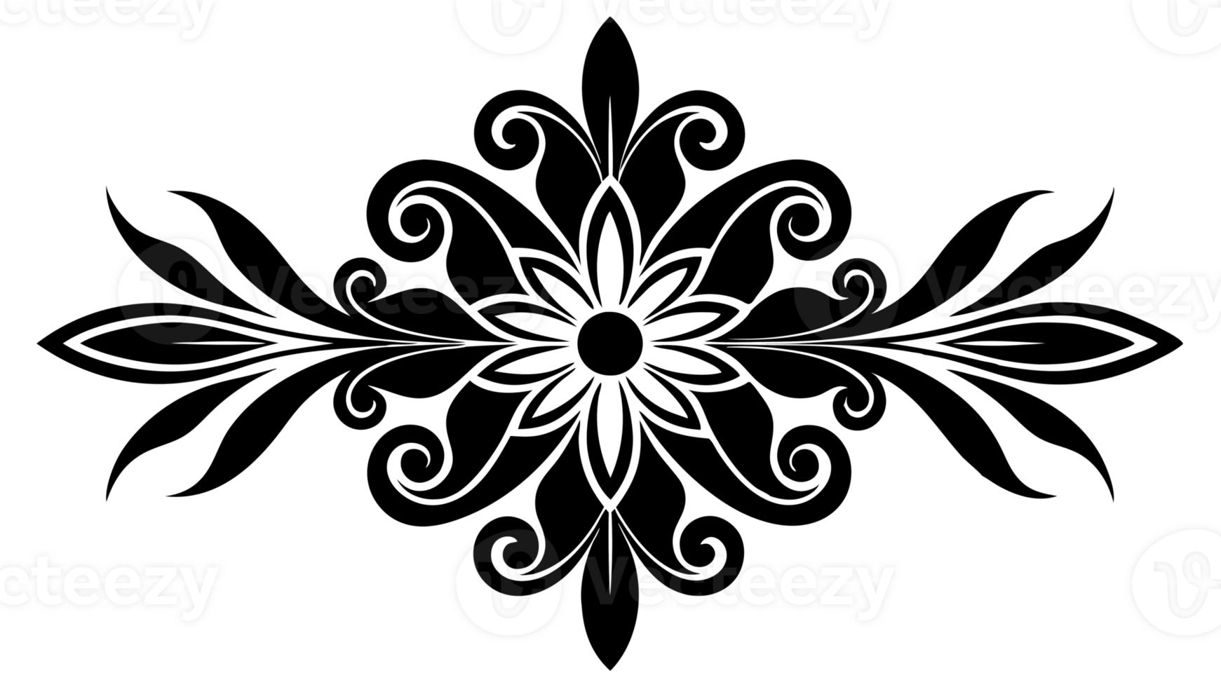 graphic with a black elegant plant ornament on an isolated background png