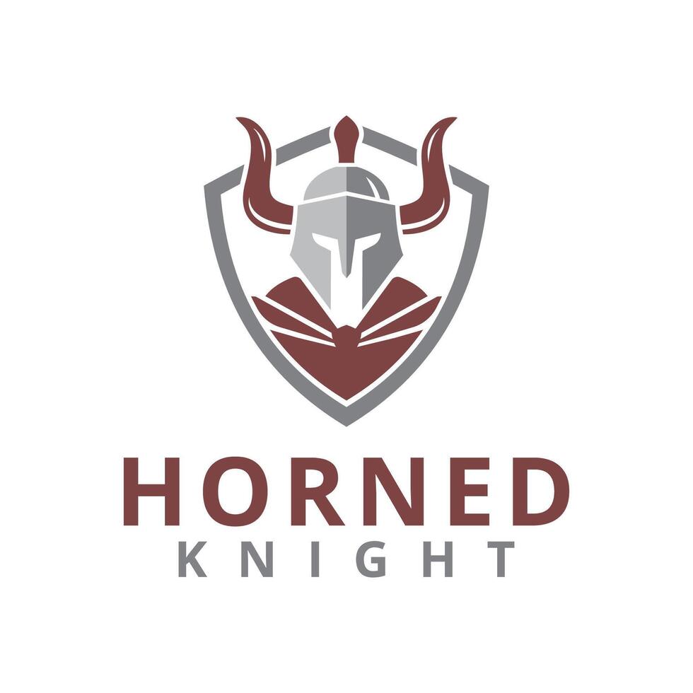 Horned Bull Head Animal Knight Armor Strong Shield Logo Template vector