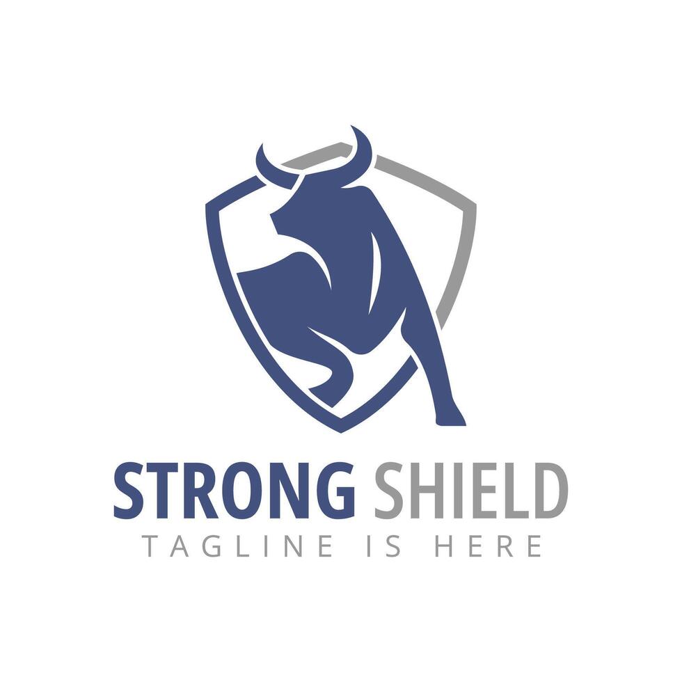 Bull Animal Nature Attack Strong Shield Logo Template vector