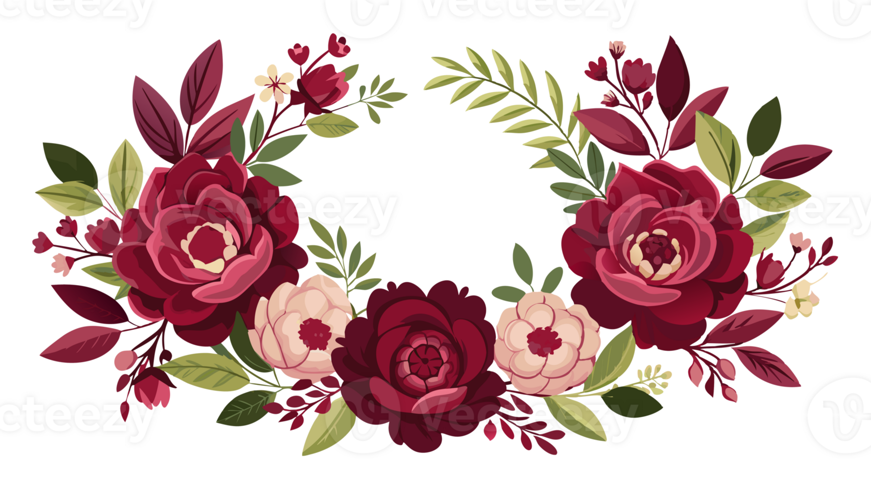 A arranged cluster of red and pink roses png