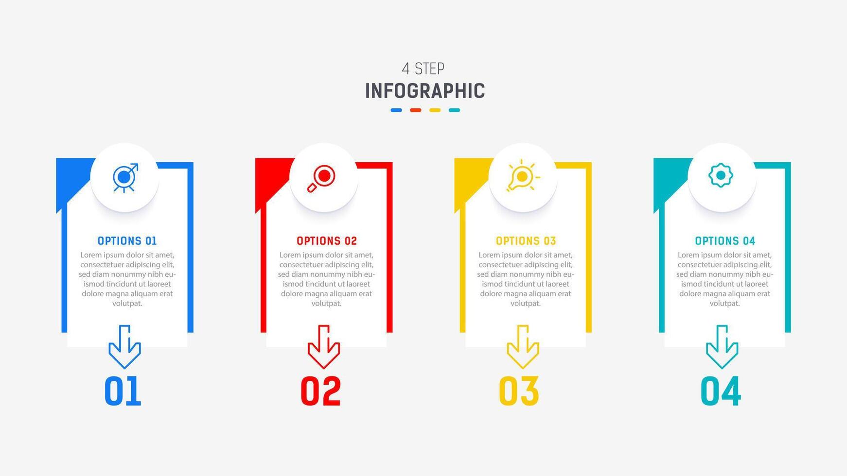 Four Step Infographic design element template for presentation. info graphic illustration. process diagram and presentations step, banner, flow chart, 4 option template. vector