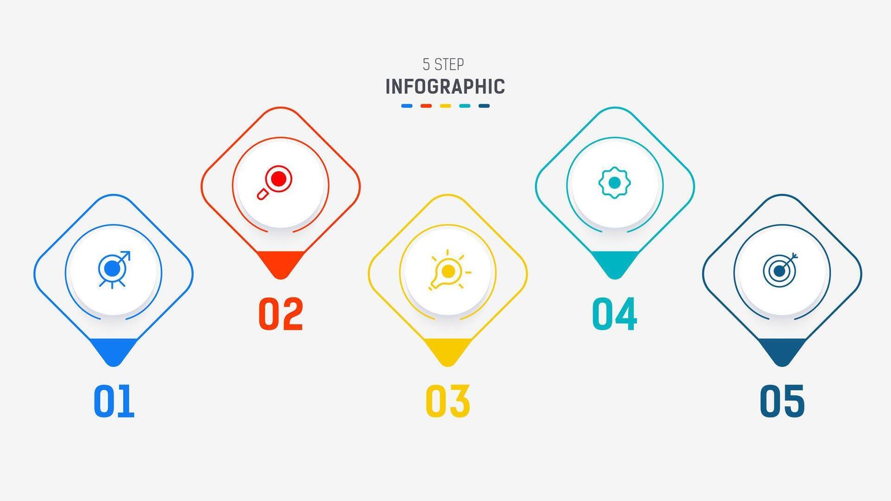 Five Step Infographic design element template for presentation. info graphic illustration. process diagram and presentations step, banner, flow chart, 5 option template. vector