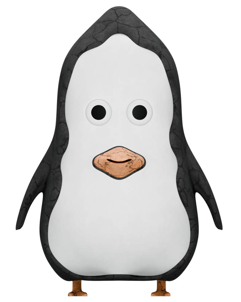 3D penguin toy gray png