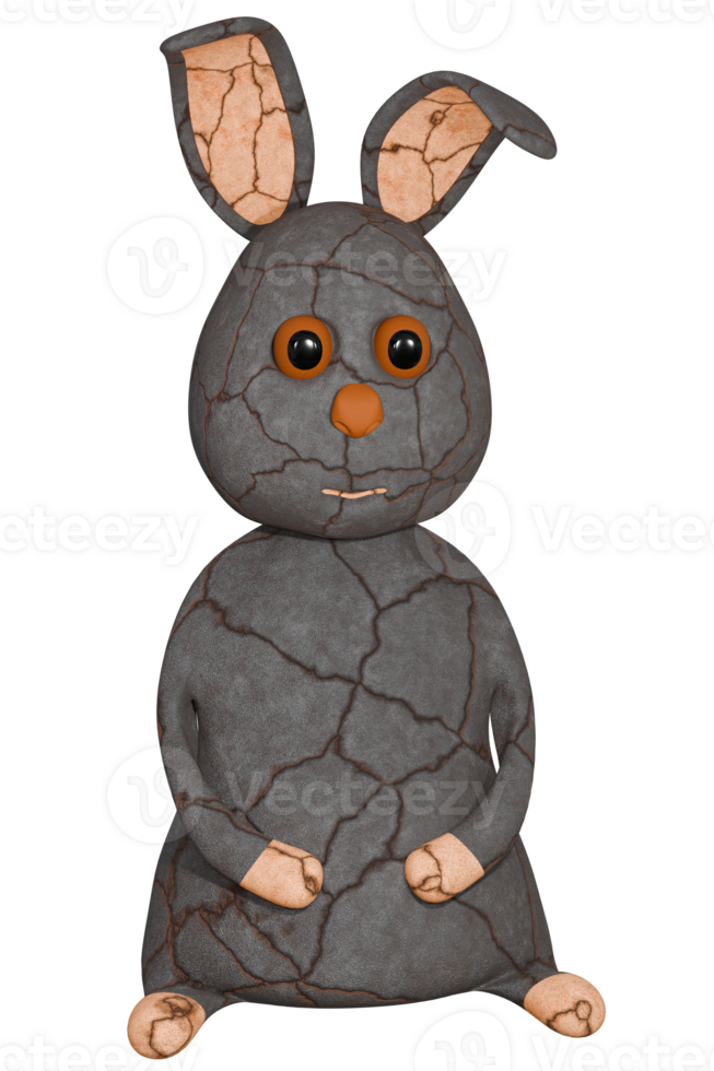 3D rabbit toy gray png