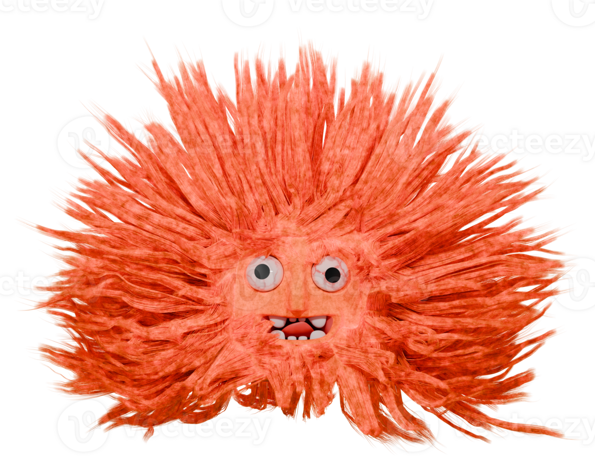 3D monster fluffy orange png