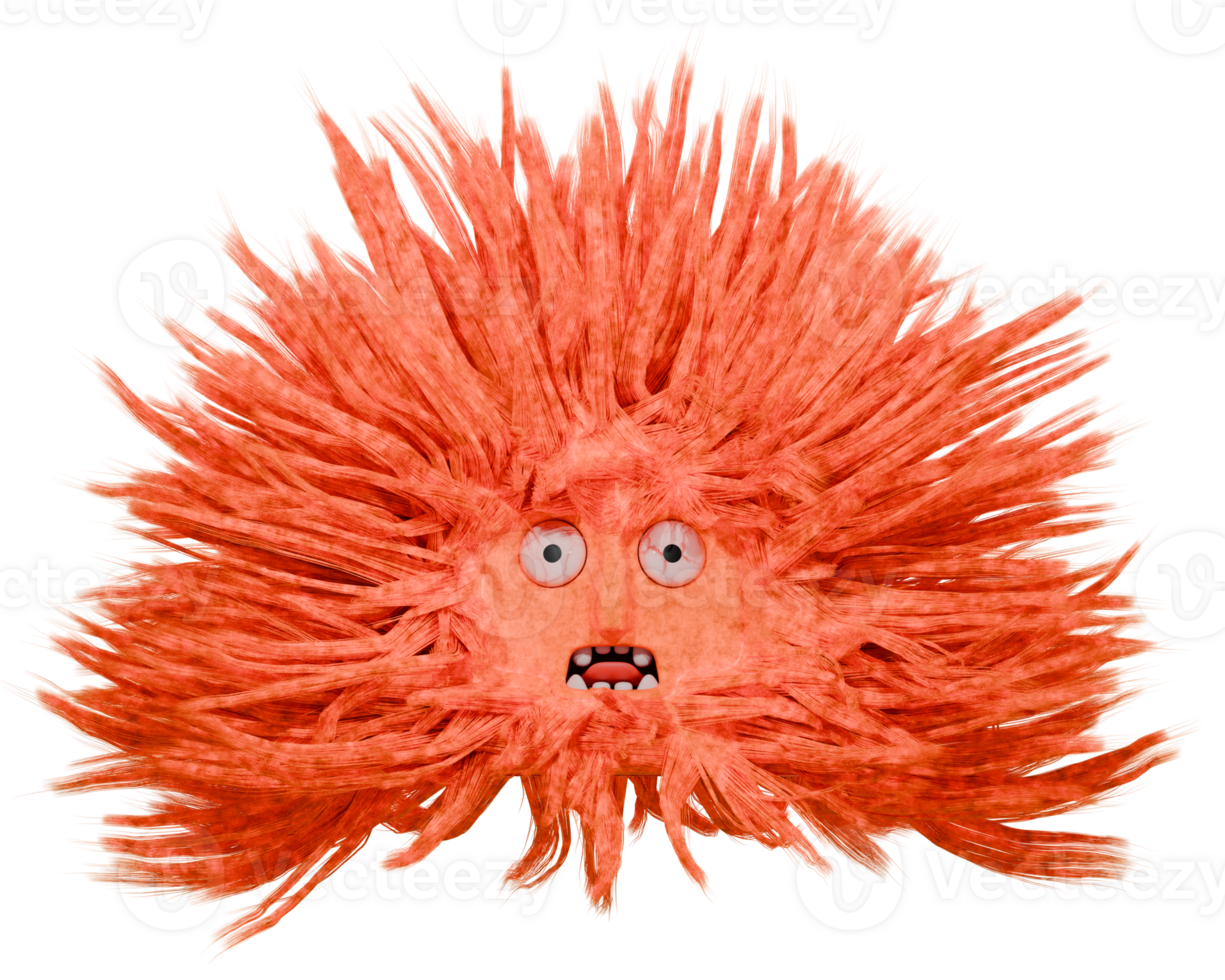 3D monster fluffy orange png