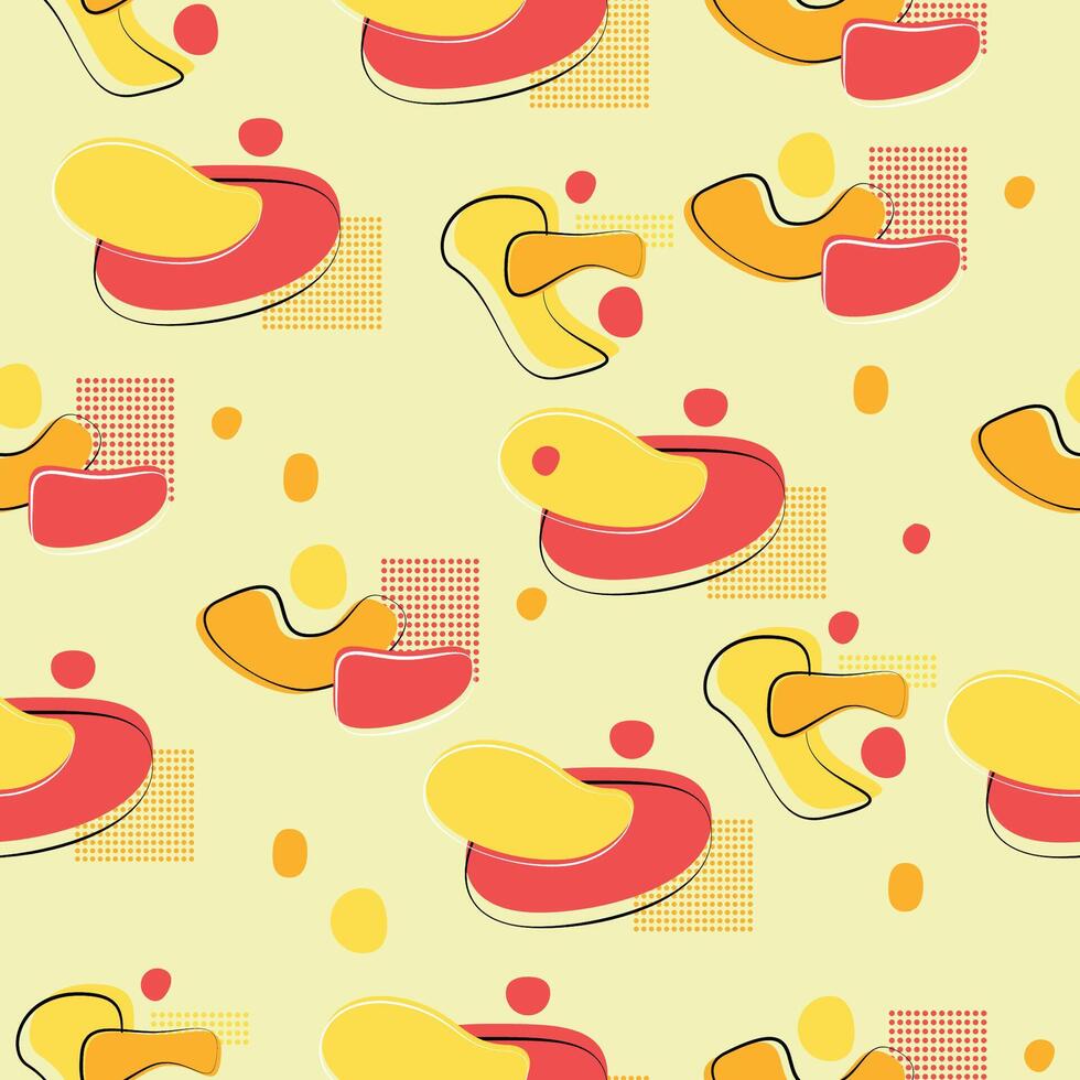 a colorful background with yellow and red slippers and a red and yellow duck. seamless pattern vector