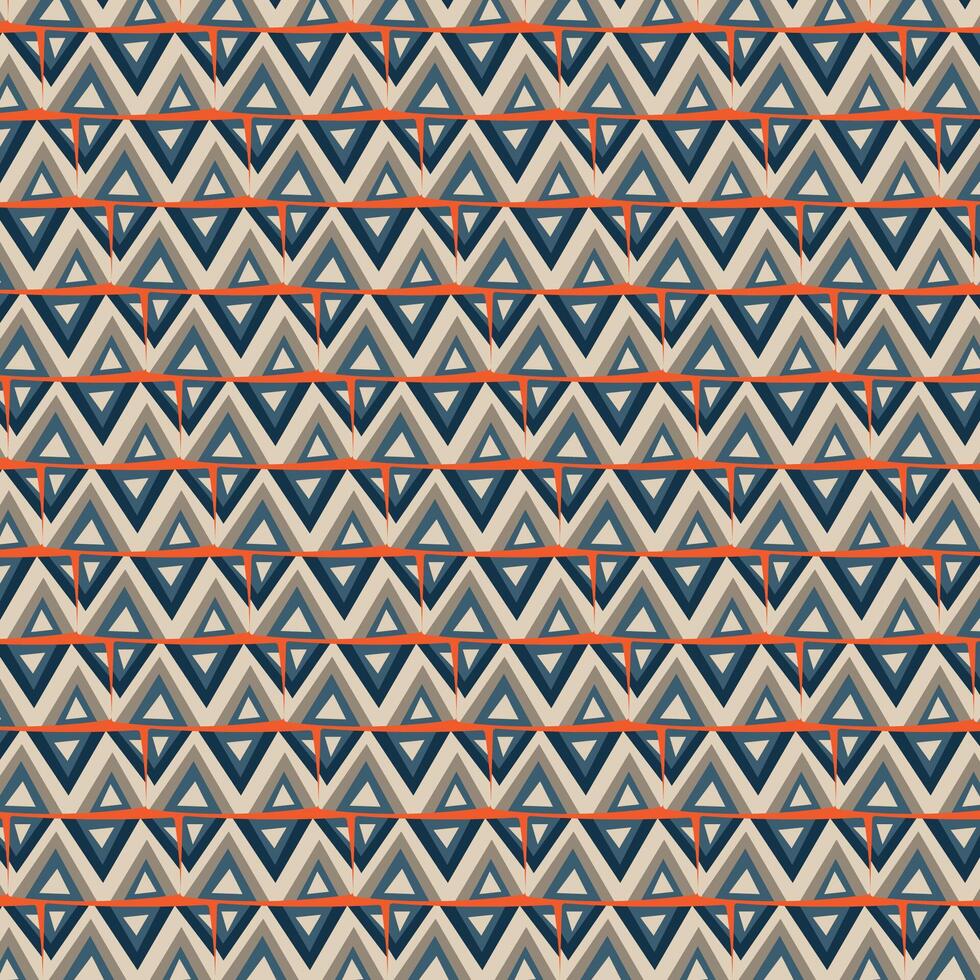 seamless geometric pattern. the geometric pattern of triangles in blue and orange. vector