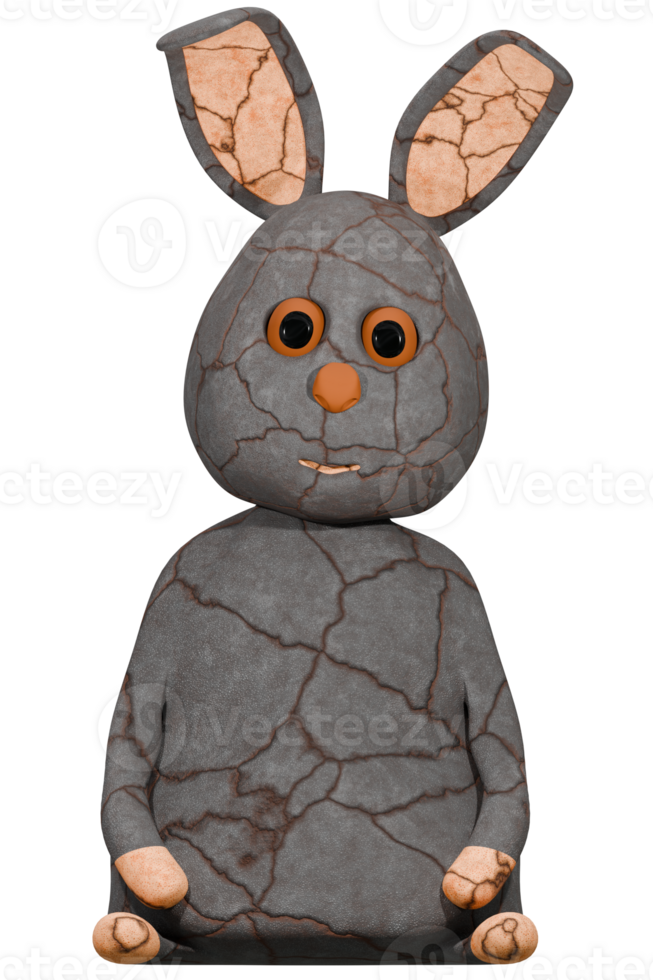 3D rabbit toy gray png