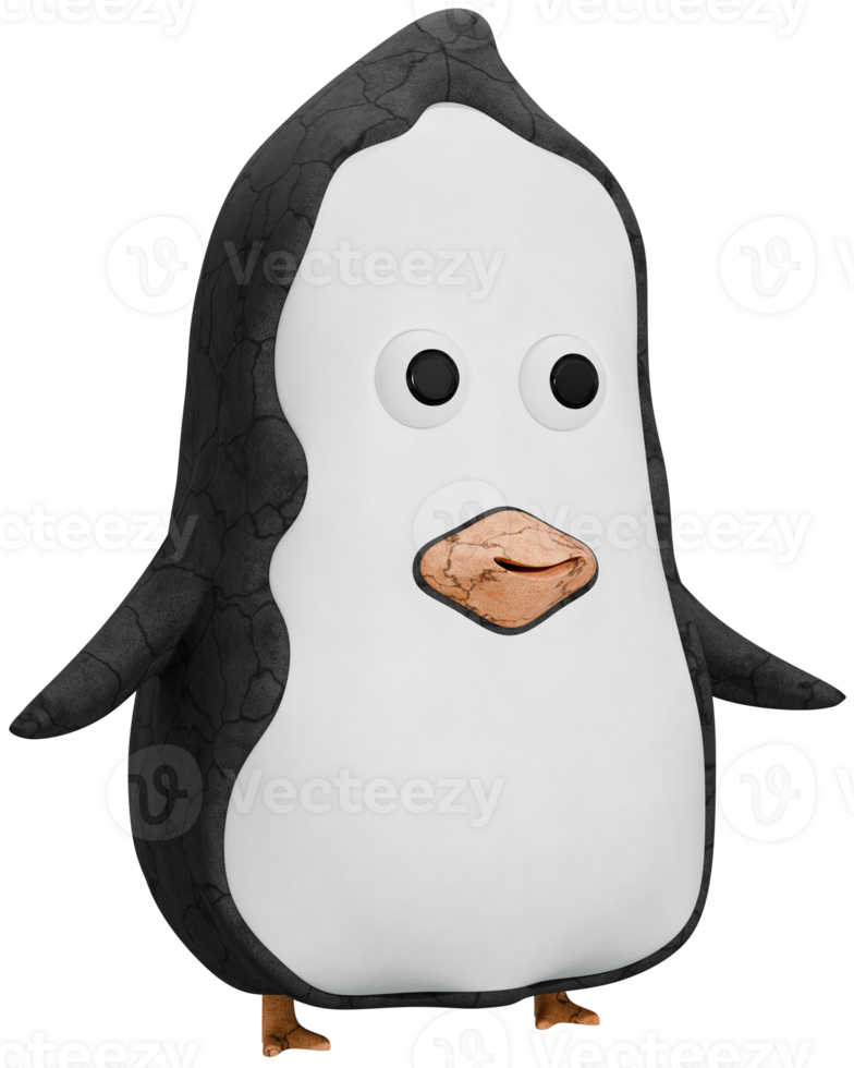 3D penguin toy gray png