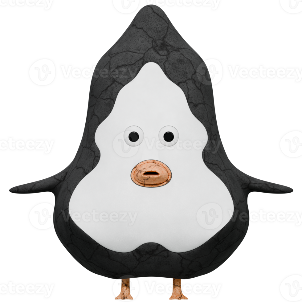 3D penguin toy gray png
