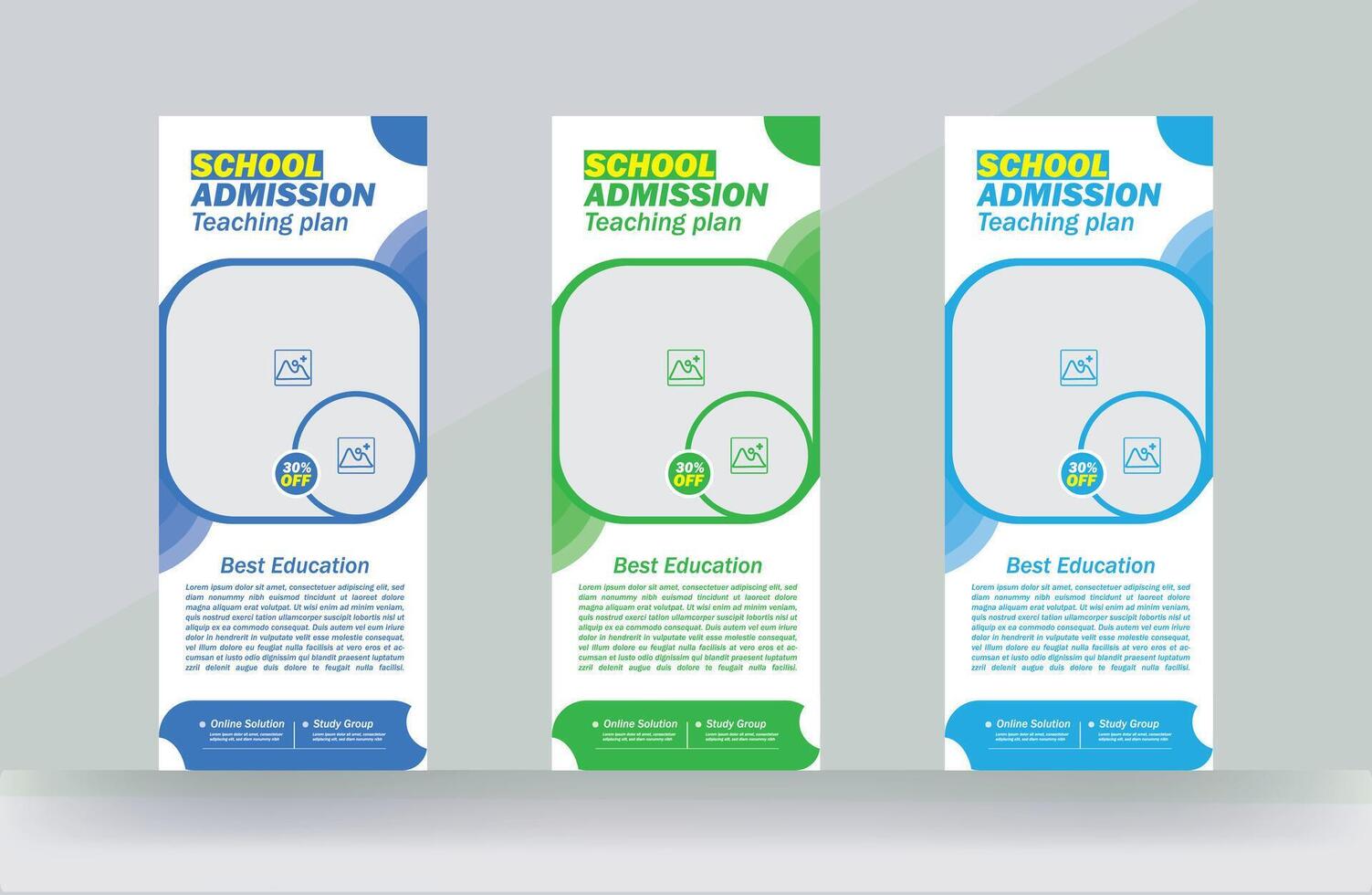 School education admission roll up banner professional design rack card template vector