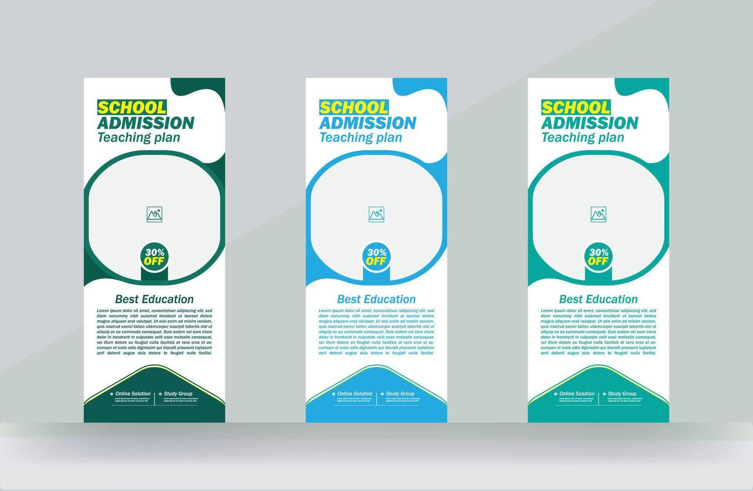 School education admission roll up banner professional design rack card template vector