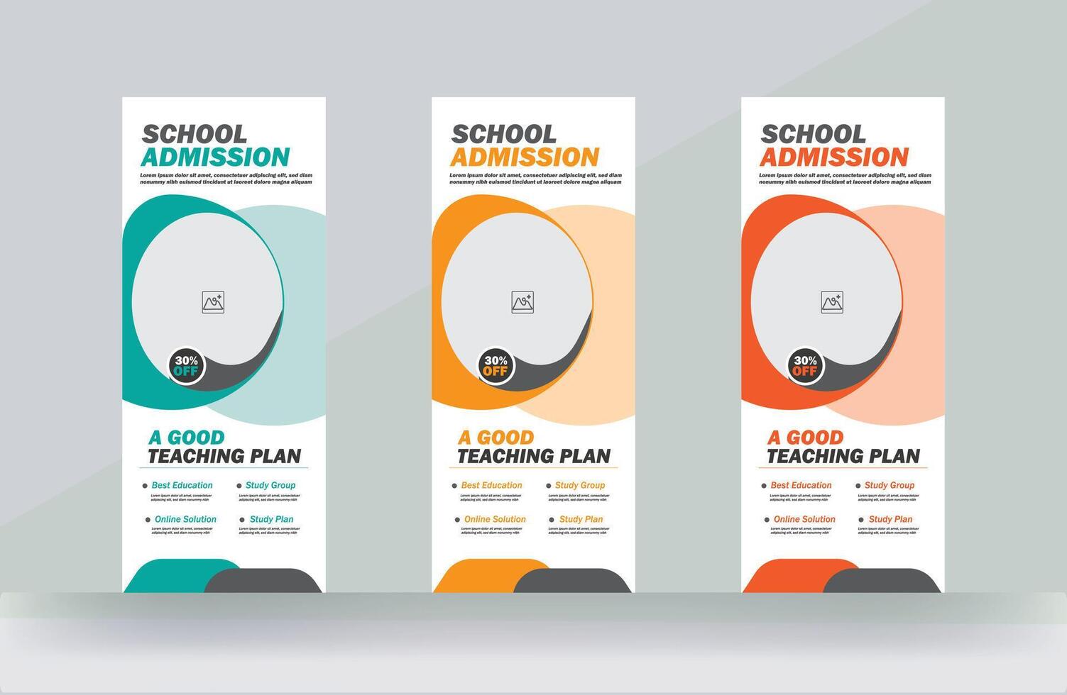 School education admission roll up banner professional design rack card template vector