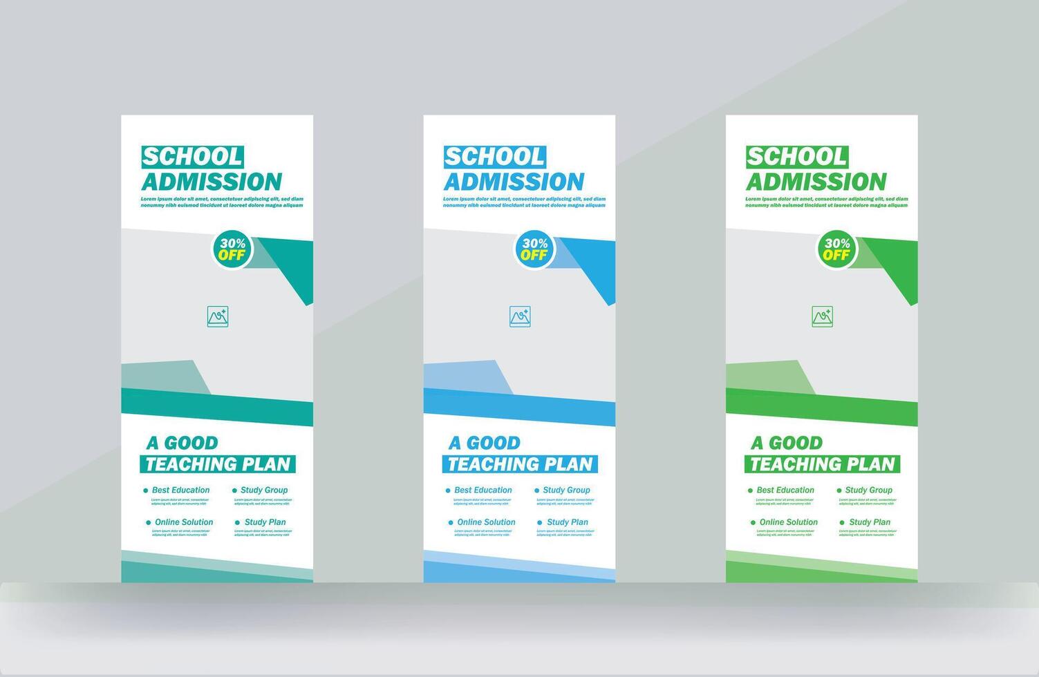 School admission roll up banner design rack card templates vector
