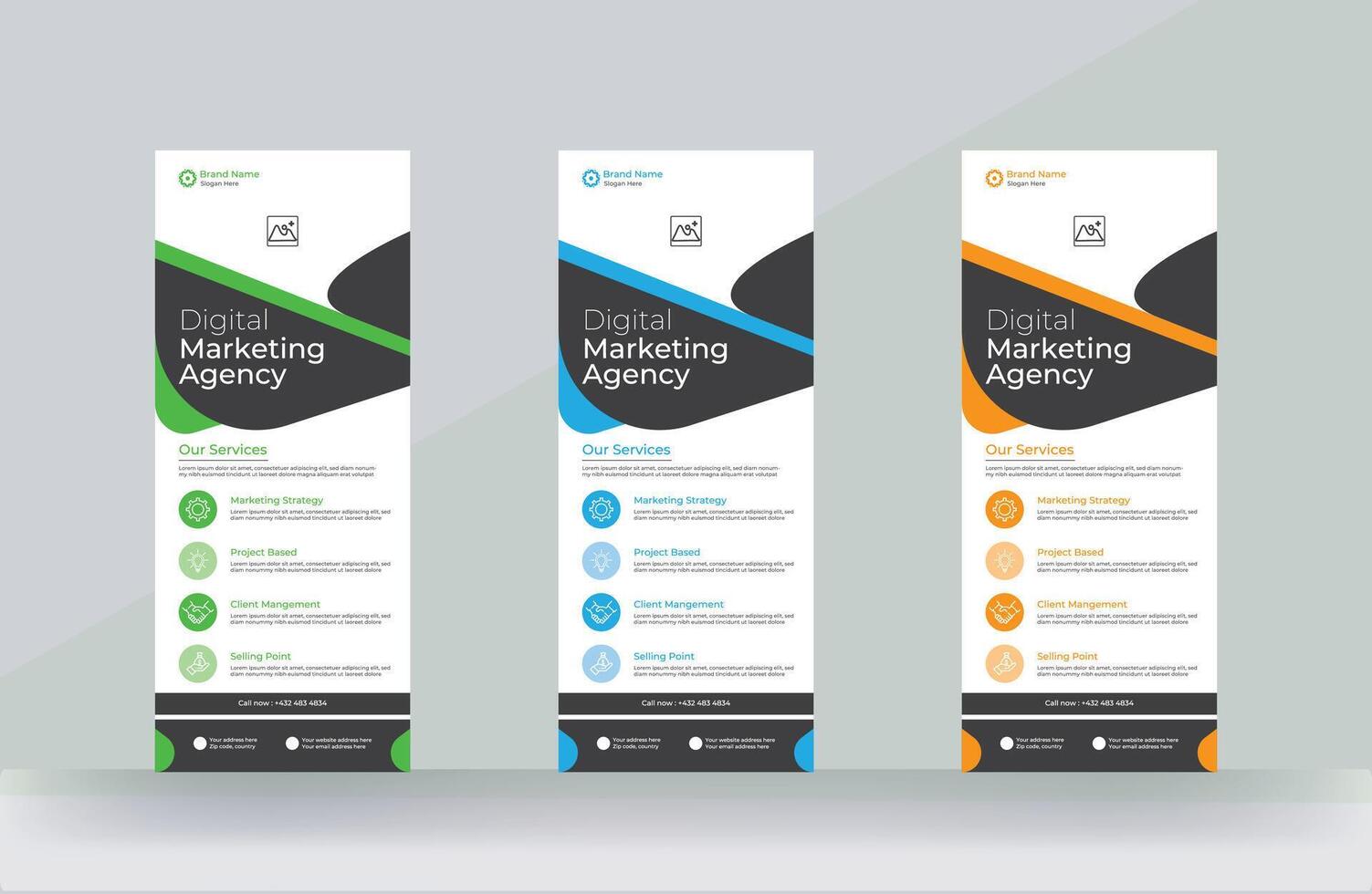 Roll up digital marketing banner and rack card corporate template vector