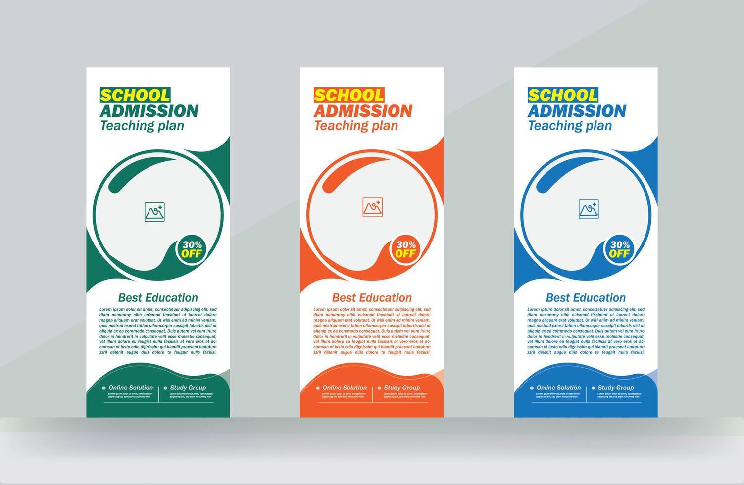 School admission roll up banner design rack card templates vector