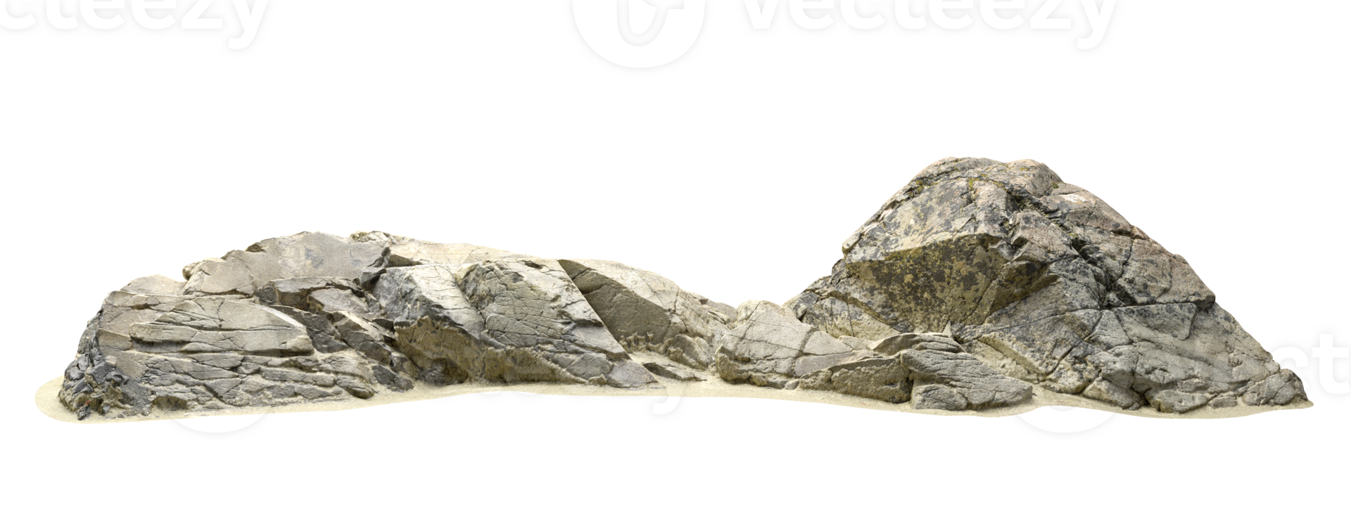 Hard reef rock beaches landscape horizontal cutout backgrounds 3d render png