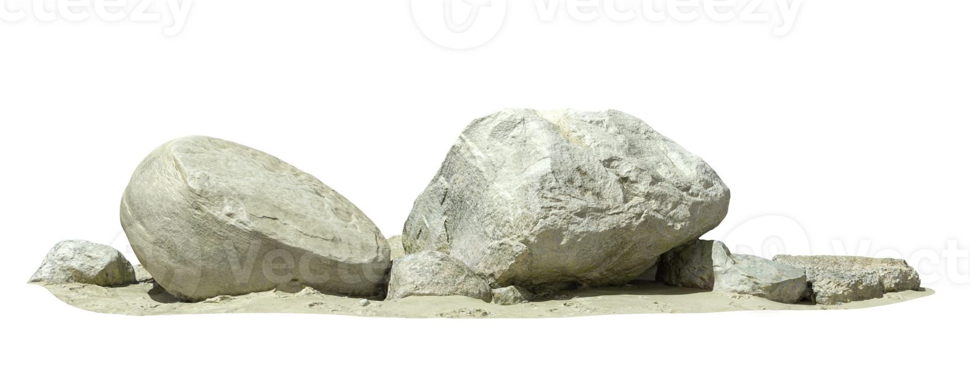 Cutout isolated reef stones beaches horizontal landscape 3d rendering png