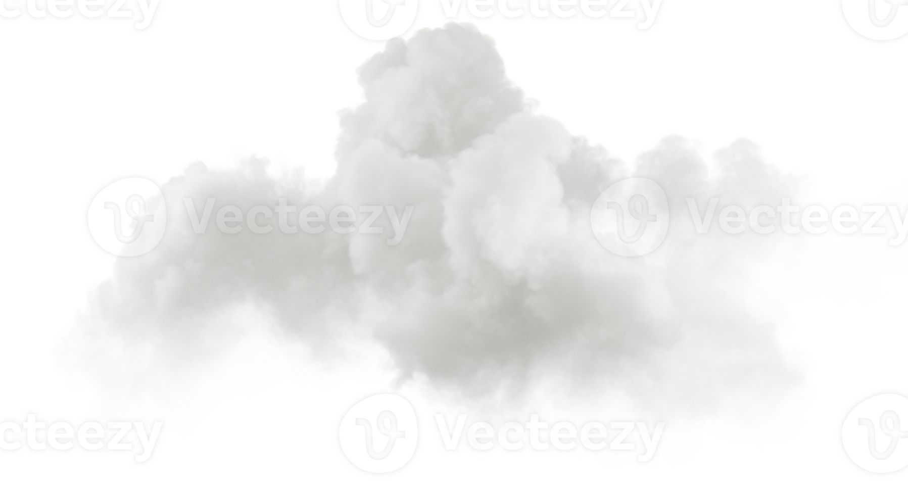 Isolated white clouds smooth realistic shapes on transparent backgrounds 3d render png