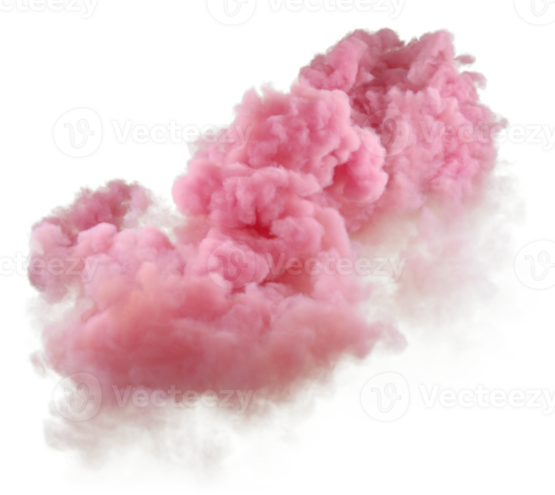 Explode pink clouds shapes on transparent backgrounds 3d illustrations png